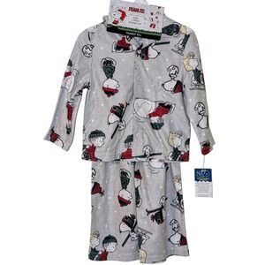 Kids Peanuts Snoopy Charlie Brown Pajama Set 4T‎ Flame Resistant Sleepwear NWT